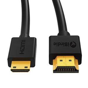 iBirdie Mini HDMI to Standard HDMI Cable 6 Feet (do HDMI to Mini HDMI) Ultra High Speed 18Gbps Support 4K HDR Compatible with Sony XR500 Nikon D500 D810 Canon XA40 XA50 XA55 Raspberry Pi Zero