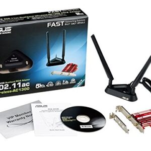 ASUS PCE-AC56 Dual-Band 2x2 AC1300 WiFi PCIe Adapter with Heat Sink, Detachable Antennas and Antenna Base