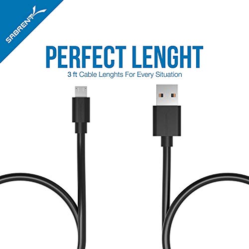 SABRENT [6-Pack 22AWG Premium 3ft Micro USB Cables High Speed USB 2.0 A Male to Micro B Sync and Charge Cables [Black] (CB-UM63)