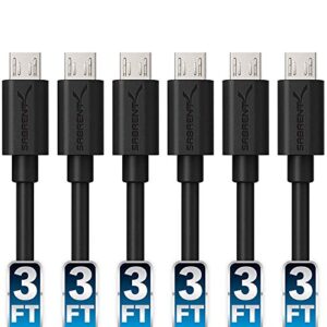 sabrent [6-pack 22awg premium 3ft micro usb cables high speed usb 2.0 a male to micro b sync and charge cables [black] (cb-um63)
