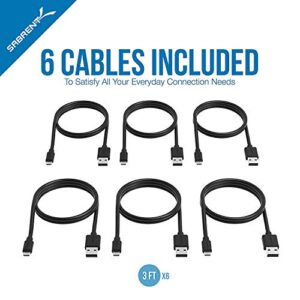 SABRENT [6-Pack 22AWG Premium 3ft Micro USB Cables High Speed USB 2.0 A Male to Micro B Sync and Charge Cables [Black] (CB-UM63)