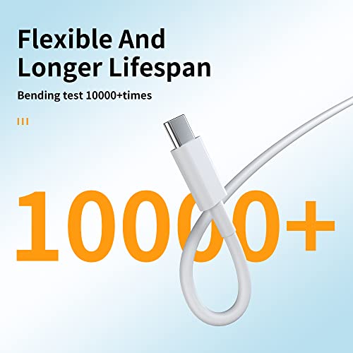 USB C Cable (5Pack 3.3+3.3+3.3+6+6ft), Type C Cable Fast Charging Cable USB-C Charging Cord Compatible with Samsung Galaxy S10 S9 S8, Power Bank, and Other Type c Devices-White