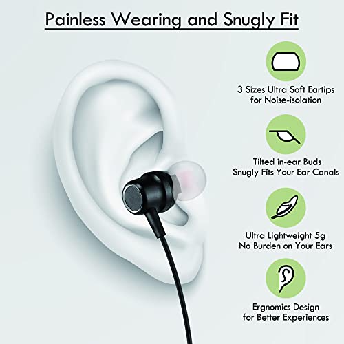 USB Earbuds with 8.2FT Extra Long Cord for Computer, in-Ear USB Headphone Headset with Mic Compatible with Laptop, Desktop PC, Notebook & Chromebook, Noise-isolation & Lightweight, CGS-W7