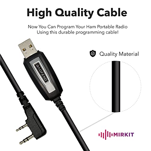 MIRKIT Baofeng Programming Cable for Two Way ham Portable radios: UV-5R, 5RA, 5R Plus, 5RE, UV-82, BF-F8HP, UV3R Plus, BF-888S, 5R EX, 5RX3, GA-2S, BF-F8+, H777 UV82HP