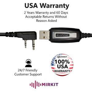 MIRKIT Baofeng Programming Cable for Two Way ham Portable radios: UV-5R, 5RA, 5R Plus, 5RE, UV-82, BF-F8HP, UV3R Plus, BF-888S, 5R EX, 5RX3, GA-2S, BF-F8+, H777 UV82HP