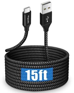 etguuds long usb c cable 15ft, usb 2.0 to usb type c cable fast charging nylon braided charger cord compatible with samsung galaxy note, lg, moto, google, sony, switch, camera and other usb-c device