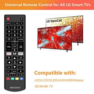 ZYK Universal Remote Control for LG Smart TV Remote Replacement for LG-TV-Remote Compatible with All LG LCD LED OLED UHD HDTV 3D Smart TVs AKB75095307 New Remote with Shortcut Buttons - Netflix,Amazon