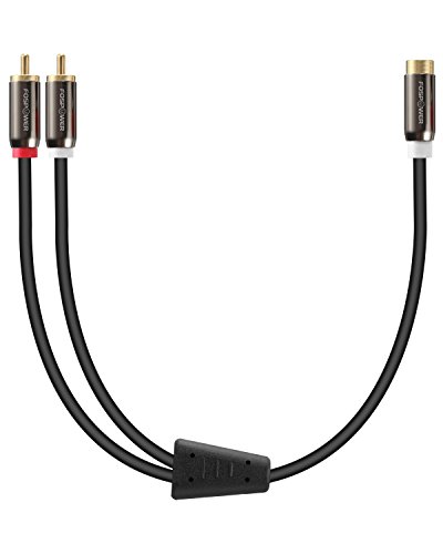 FosPower Y Adapter (8 inch) 2 RCA (Male) to 1 RCA (Female) Stereo Audio Y Adapter Subwoofer Cable (24k Gold Plated) 2 Male to 1 Female Y Splitter Connectors Extension Cord