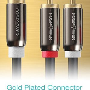 FosPower Y Adapter (8 inch) 2 RCA (Male) to 1 RCA (Female) Stereo Audio Y Adapter Subwoofer Cable (24k Gold Plated) 2 Male to 1 Female Y Splitter Connectors Extension Cord