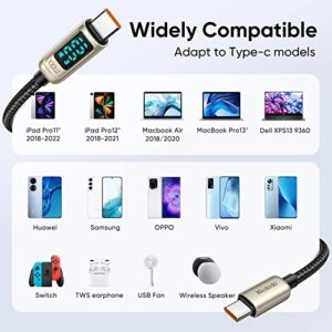 mcdodo USB C to USB C Cable Type C Charger Fast Charging Cable with LED Display C Type Fast Charging 4ft Cable Nylon Braided USB-C Cord for Samsung iPad Pro MacBook Google Pixel LG