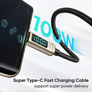 mcdodo USB C to USB C Cable Type C Charger Fast Charging Cable with LED Display C Type Fast Charging 4ft Cable Nylon Braided USB-C Cord for Samsung iPad Pro MacBook Google Pixel LG