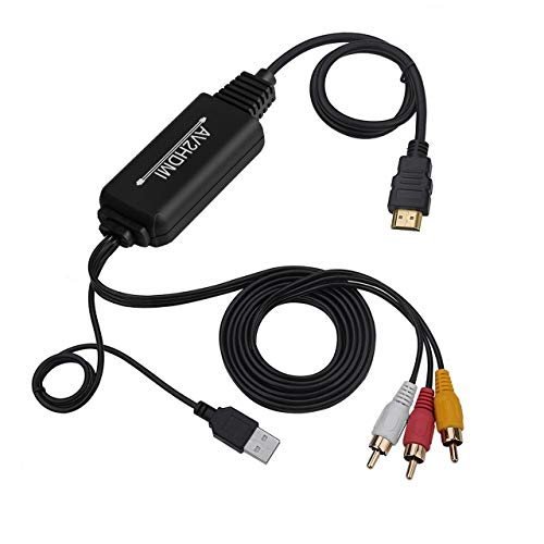 RCA to HDMI Converter, RCA to HDMI Cable, AV to HDMI Converter Cable Cord, 3RCA CVBS Composite Audio Video to 1080P HDMI Supporting PAL NTSC for PC Laptop Xbox PS3 PS4 TV STB VHS VCR Camera DVD Etc