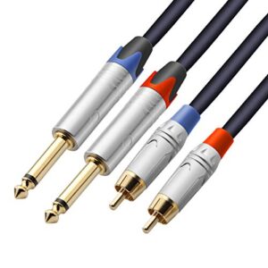 tisino rca to 1/4 cable, dual rca to dual 1/4 inch ts stereo audio interconnect cable patch cords – 3.3 feet