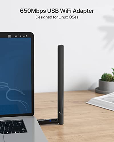 BrosTrend 650Mbps Linux WiFi Adapter for Ubuntu, Mint, Kali, Debian, Kubuntu, Lubuntu, Xubuntu, Zorin, PureOS, Raspberry Pi 2+, Windows 11/10/8/7, 5GHz/2.4GHz, Long Range External 5dBi Antenna