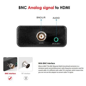 BNC to HDMI Converter Adapter Female CVBS BNC HDMI Coax Connector Coaxial Composite Analog Video Audio Input 1080P Output HDCP Hook Security Camera DVRs Surveillance CVR AC1420 CCTV for Monitor HD TV