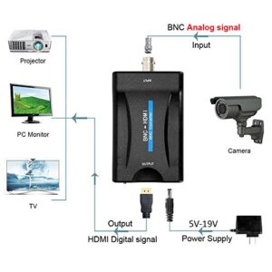 BNC to HDMI Converter Adapter Female CVBS BNC HDMI Coax Connector Coaxial Composite Analog Video Audio Input 1080P Output HDCP Hook Security Camera DVRs Surveillance CVR AC1420 CCTV for Monitor HD TV