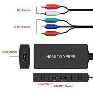 RuiPuo HDMI to Component Converter HDMI to YPbPr Adapter Converter 1080P HDMI to RGB Converter for PC, Xbox, PS3, Roku, DVD Players