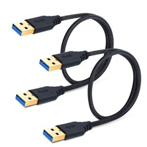 Besgoods USB to USB Cable 1.5Ft USB 3.0 Type A Cable - Male to Male Short USB Cable Super Speed Braided Cord for Hard Drive Enclosures, Laptop Cooling Pad, DVD Players- 2Pack,Black