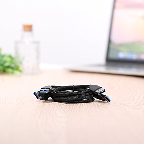 Besgoods USB to USB Cable 1.5Ft USB 3.0 Type A Cable - Male to Male Short USB Cable Super Speed Braided Cord for Hard Drive Enclosures, Laptop Cooling Pad, DVD Players- 2Pack,Black
