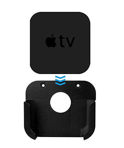 TV Mount Compatible with Apple TV 4th and 4K 5th Generation, Auswaur Wall Mount Bracket Holder Compatible with Apple TV 4th and 4K 5th Gen with Black Silicone Siri Remote Protective Case Cover