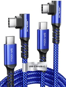 jsaux usb c to usb c cable 100w [2-pack 6.6ft], right angle usbc to usbc cable, 5a super fast charging type-c to type-c cord compatible with macbook pro/ipad pro/mini/air, samsung galaxy s23/s22/s21