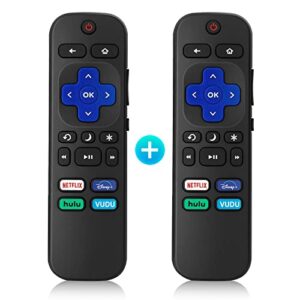 【pack of 2】replacement remote for roku tv, compatible with hisense roku/tcl roku/onn roku/philips roku/insignia roku/sharp roku tv, remote with netflix, disney, hulu, vudu(not for roku stick and box)