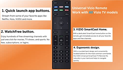 XRT136 Watchfree Remote Control Replacement for All VIZIO LED LCD HD 4K UHD HDR Smart TV