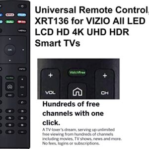 XRT136 Watchfree Remote Control Replacement for All VIZIO LED LCD HD 4K UHD HDR Smart TV