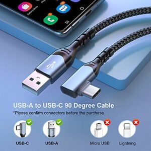 USB C Cable 10ft, OKRAY 5-Pack Type C Charger Cable USB-A to USB-C 90 Degree Right Angle L Shape Cord Fast Charging Compatible for Samsung Galaxy S21/S20/S10/S9/S8 Note 20/10/9, G8/V50/K50, Pixel, Tab
