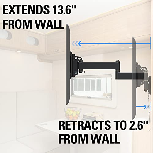 Mounting Dream Lockable RV TV Mount for Most 10-26 Inch Flat Screen, RV Mount TV Bracket for Camper Trailer Truck Boat, Full Motion RV TV Wall Mount Quick Release Lock, VESA 100x100mm, 22 lbs MD2209