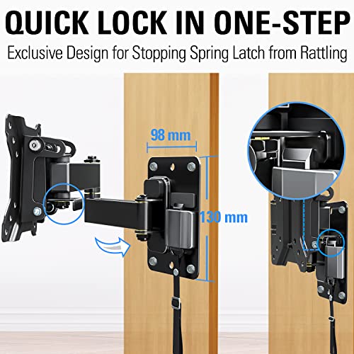 Mounting Dream Lockable RV TV Mount for Most 10-26 Inch Flat Screen, RV Mount TV Bracket for Camper Trailer Truck Boat, Full Motion RV TV Wall Mount Quick Release Lock, VESA 100x100mm, 22 lbs MD2209