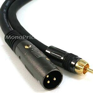 Monoprice XLR Male to RCA Male Cable - 6 Feet - Black With E21Gold Plated Connectors | 16AWG Shielded Twisted Pair Oxygen-Free Copper Braid Conductors - Premier Series, 104777