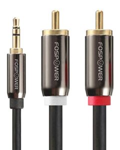 fospower 3.5mm to rca cable (10ft), rca audio cable 24k gold plated male to male stereo aux cord [left/right] y splitter adapter step down design