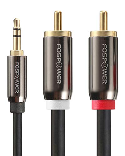 FosPower 3.5mm to RCA Cable (10FT), RCA Audio Cable 24K Gold Plated Male to Male Stereo Aux Cord [Left/Right] Y Splitter Adapter Step Down Design