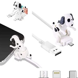 goderat portable stray dog charging cable, funny hump dog fast charger cable, spoof toy data cable for iphone (ios, white)