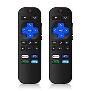 2 pcs universal replaced remote control for roku tv,compatible with tcl roku/philips roku/insignia roku/hisense roku/onn roku/lg roku/sharp roku/element roku/westinghouse roku series smart tvs