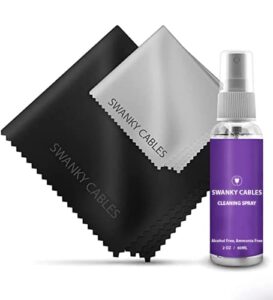 swanky computer screen cleaner kit: electronic cleaner spray 2 oz + 2 microfiber cleaning cloth for tv cleaner – ipad screen cleaner – iphone cleaner – monitor cleaner – pc, lcd, laptop screen cleaner
