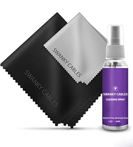 Swanky Computer Screen Cleaner Kit: Electronic Cleaner Spray 2 oz + 2 Microfiber Cleaning Cloth For Tv Cleaner - Ipad Screen Cleaner - Iphone Cleaner - Monitor Cleaner - Pc, Lcd, Laptop Screen Cleaner