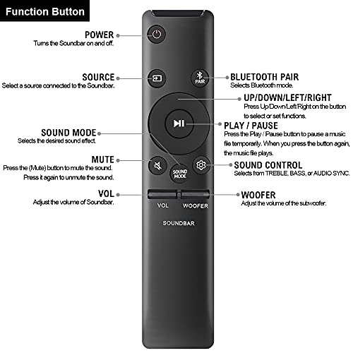 Gvirtue AH59-02767A Universal Remote Control Replacement for Samsung Soundbar Sound Bar Remote Controller Home Theater Surround Sound Bluetooth Speaker System