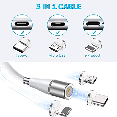 Magnetic Charging Cable, Super Organized Retractable Fast Charging Cable,AICase 3 in 1 Self Winding Phone Cable with Data Transmission, Magnetic Charging Cable for Type-C,Micro USB and iProduct