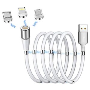 magnetic charging cable, super organized retractable fast charging cable,aicase 3 in 1 self winding phone cable with data transmission, magnetic charging cable for type-c,micro usb and iproduct