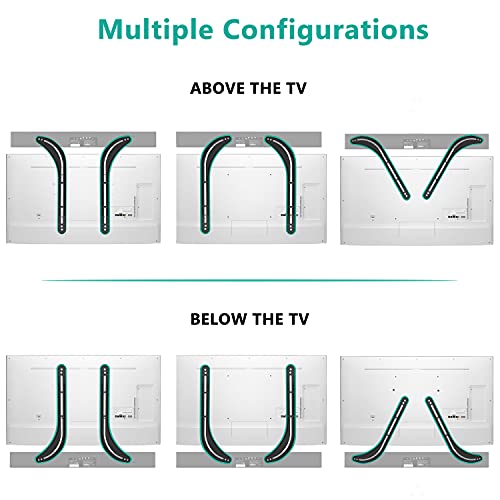 WALI Sound Bar Mount Bracket for Mounting Above or Under TV, Fits 32 to 70 inch TVs, 33 lbs. Weight Capacity (SBR201), Black