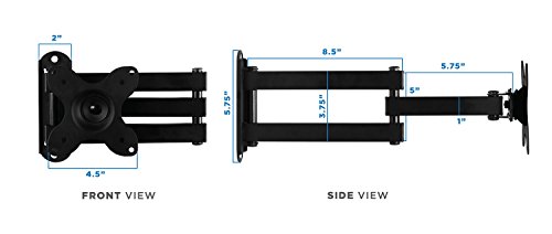 Mount-It! TV Wall Mount, Universal Fit for 19, 20, 24, 27, 32, 34, 37 and 40 Inch TVs and Computer Monitors, Full Motion Tilt and Swivel 14” Extension Arm, VESA 75, 100 Compatible