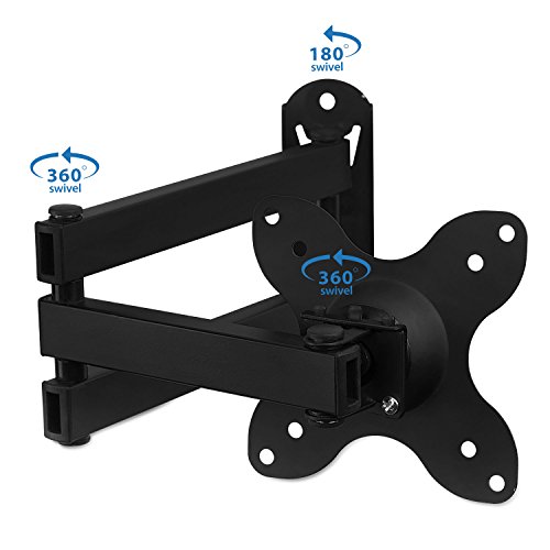 Mount-It! TV Wall Mount, Universal Fit for 19, 20, 24, 27, 32, 34, 37 and 40 Inch TVs and Computer Monitors, Full Motion Tilt and Swivel 14” Extension Arm, VESA 75, 100 Compatible