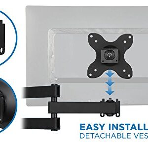 Mount-It! TV Wall Mount, Universal Fit for 19, 20, 24, 27, 32, 34, 37 and 40 Inch TVs and Computer Monitors, Full Motion Tilt and Swivel 14” Extension Arm, VESA 75, 100 Compatible