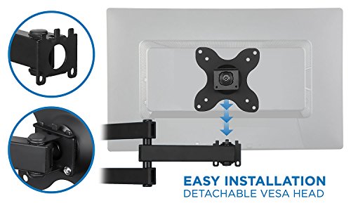 Mount-It! TV Wall Mount, Universal Fit for 19, 20, 24, 27, 32, 34, 37 and 40 Inch TVs and Computer Monitors, Full Motion Tilt and Swivel 14” Extension Arm, VESA 75, 100 Compatible