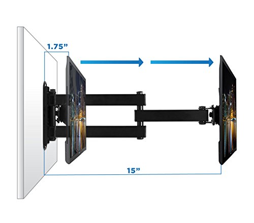 Mount-It! TV Wall Mount, Universal Fit for 19, 20, 24, 27, 32, 34, 37 and 40 Inch TVs and Computer Monitors, Full Motion Tilt and Swivel 14” Extension Arm, VESA 75, 100 Compatible