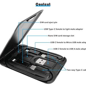 Yinow USB Type C to C Charging and Data Transfer Cable with 3 USB Adapters Combination Set in Credit-Card Size Case