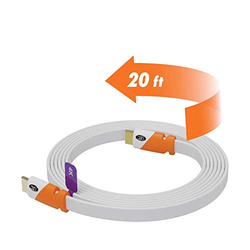 Flat HDMI Cable 20 ft - High Speed HDMI Cord - Supports, 4K Video at 60 Hz, 3D, 2160p - HDMI Latest Standard - CL3 Rated - 20 Feet