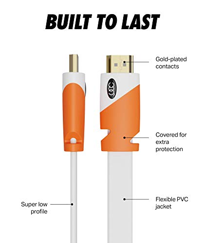 Flat HDMI Cable 20 ft - High Speed HDMI Cord - Supports, 4K Video at 60 Hz, 3D, 2160p - HDMI Latest Standard - CL3 Rated - 20 Feet